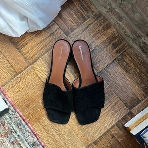 Reformation Black Suede Mules - never worn!
